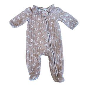 Nicole Miller Size 3-6 months Girls Long Sleeve Romper Sleeper Floral Ruffle